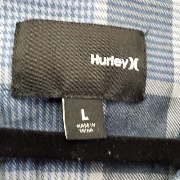 Hurley Shirt Mens Large Blue Plaid Long Sleeve Button Up - Picture 4 of 8